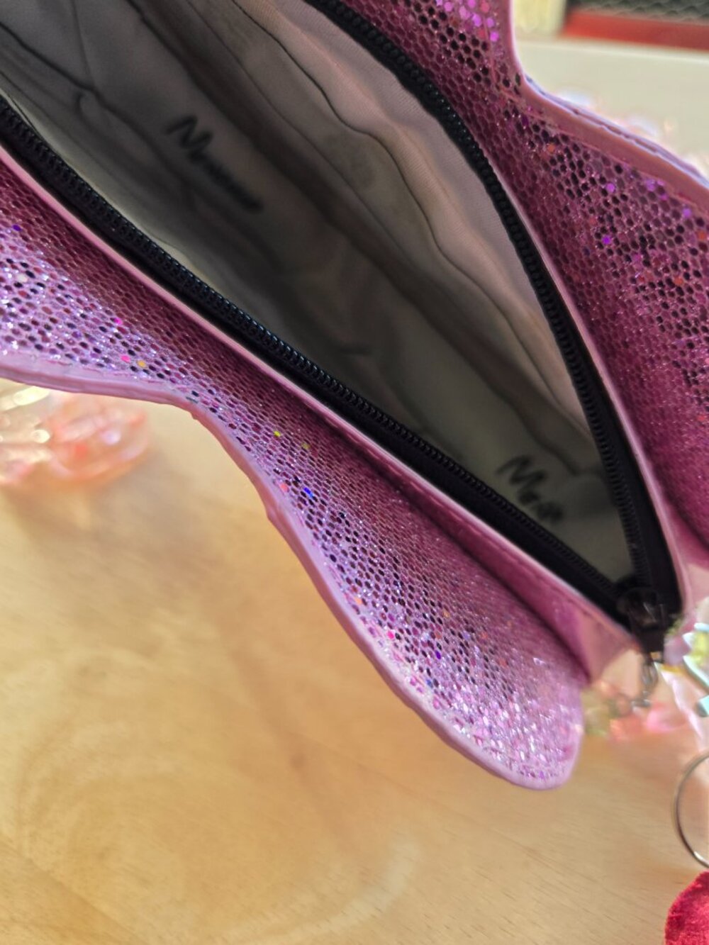 Pink Glitter Shoulder Bag Velvet Millinery Keychain Y2k-Style Coquette-inspo - Picture 10 of 16